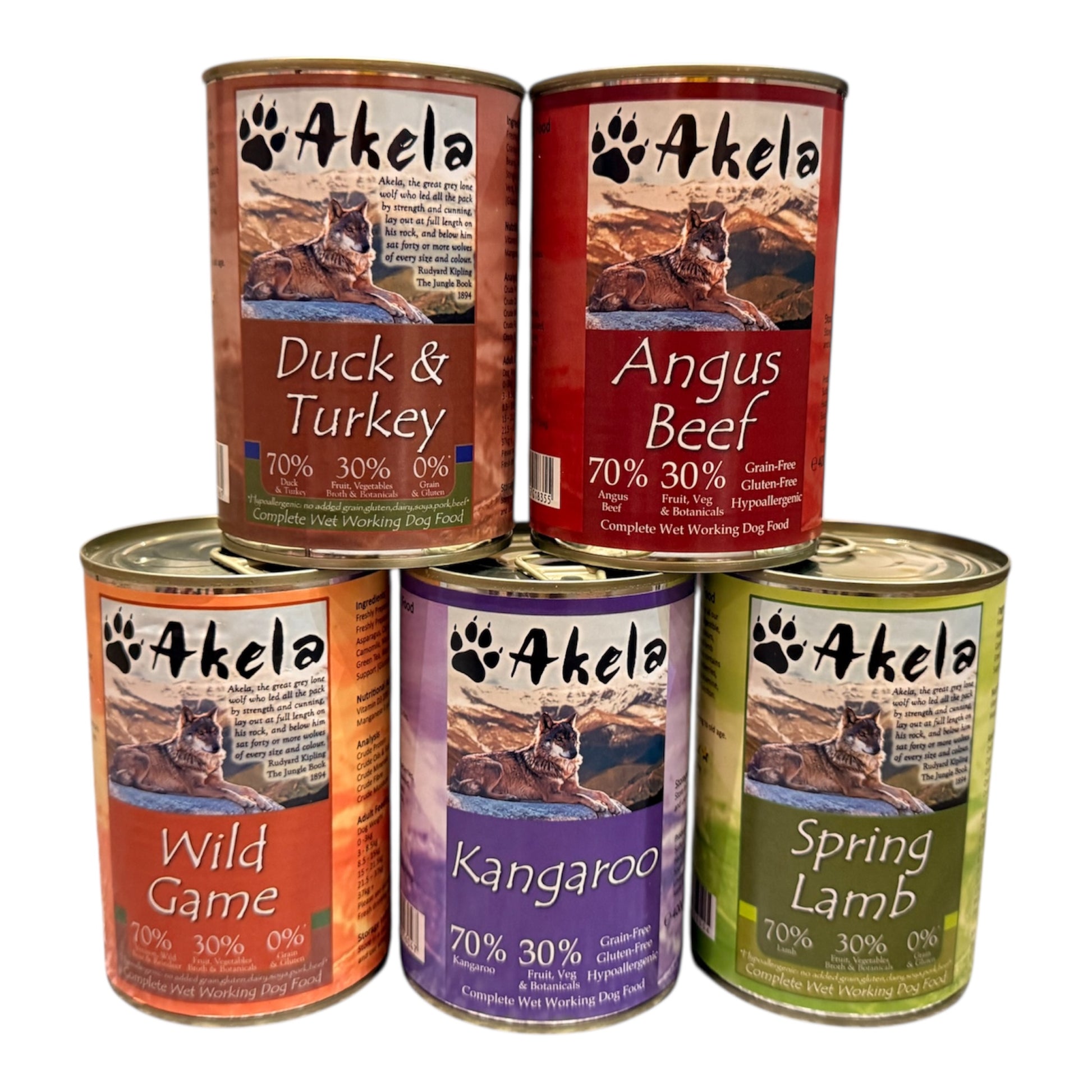 Akela - Wet Complete Dog Food Tins - 400g – available from Woofingtons