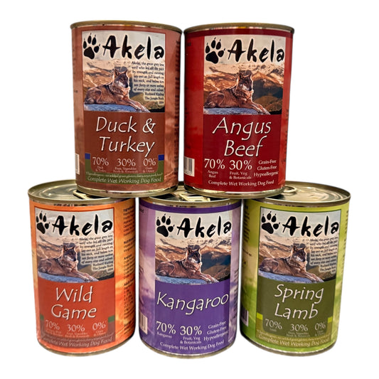 Akela - Wet Complete Dog Food Tins - 400g – available from Woofingtons