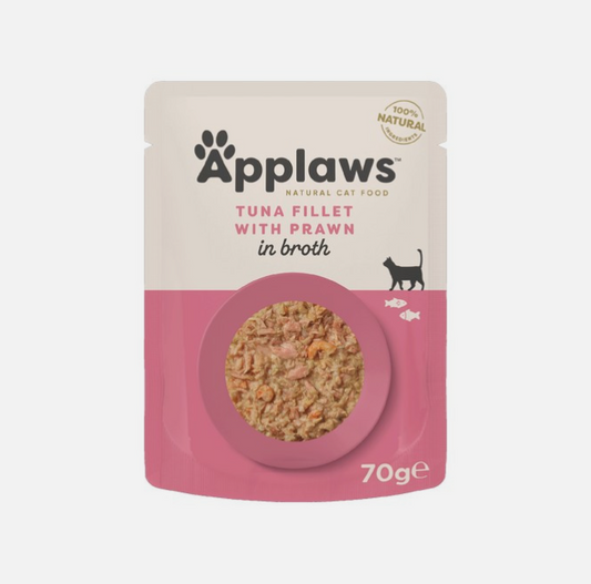 Applaws Cat Pouch Tuna Fillet and Pacific Prawn 70g – available from Woofingtons