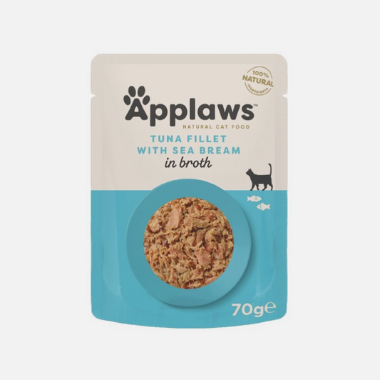 Applaws Cat Pouch Tuna Fillet and Seabream 70g – available from Woofingtons