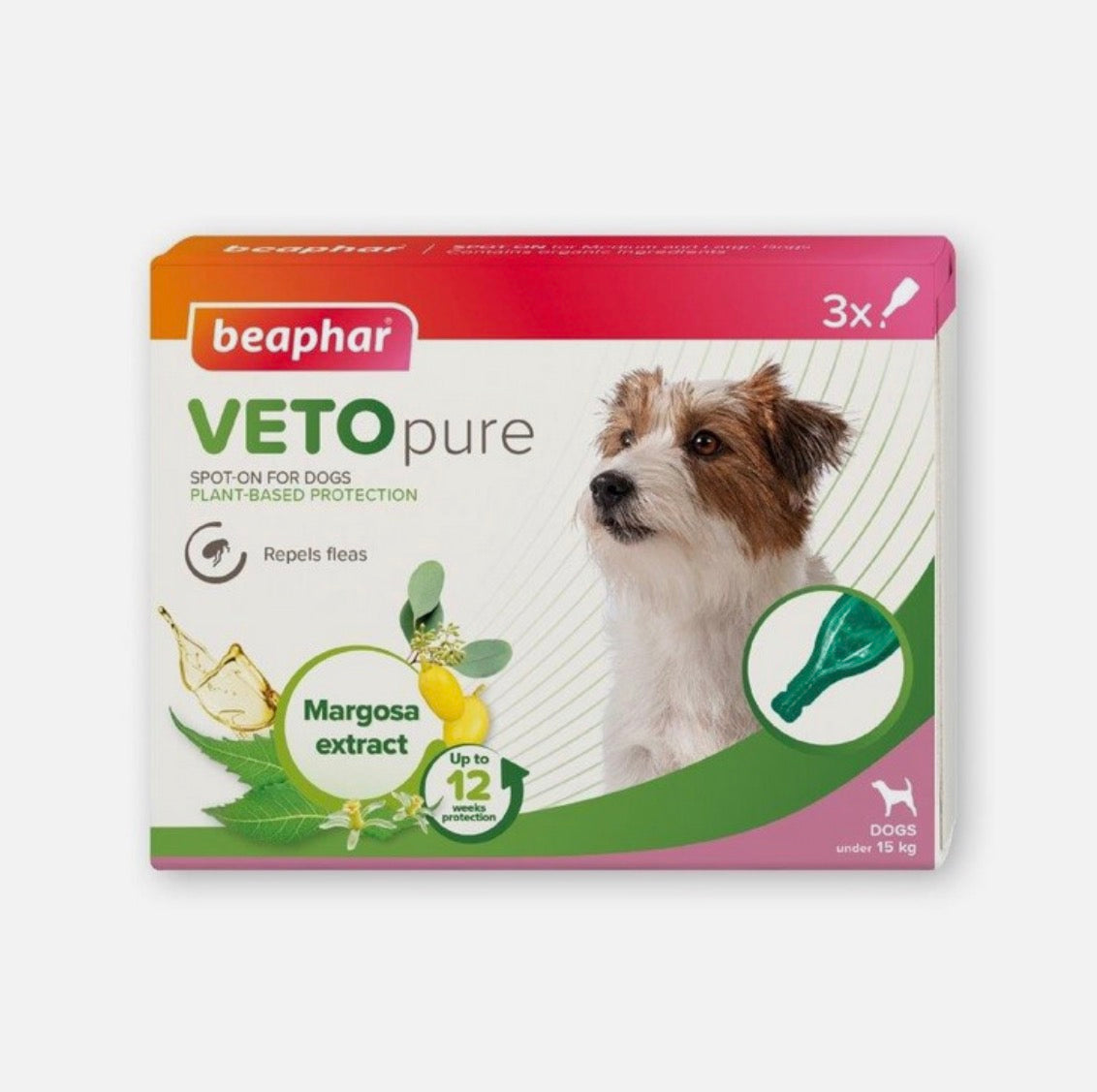 Beaphar VETOpure Small Dog Flea Spot-On (Under 15kg) – 3 Pipettes – available from Woofingtons