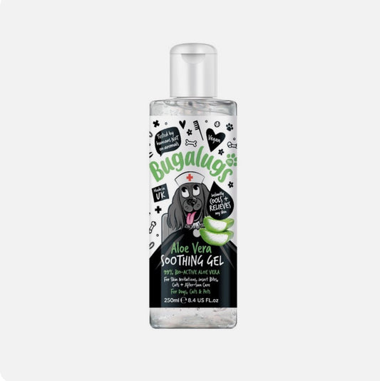 Bugalugs Aloe Vera Soothing Gel 250ml – Natural Skin Relief for Dogs & Cats – available from Woofingtons