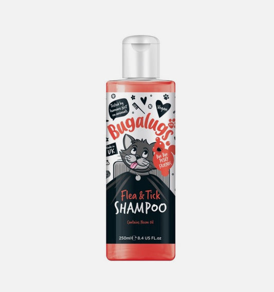 Bugalugs Cat Flea & Tick Shampoo 250ml – Neem Oil Insect Defence – available from Woofingtons