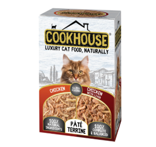 COOKHOUSE Luxury Cat Food - Terrines - Chicken with Liver - 6 x 70g – available from Woofingtons