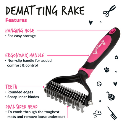 Bugalugs Dematting Rake Double-sided Grooming Comb image 1