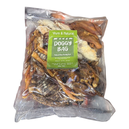 Pure & Natural Doggy Bag – Mixed Natural Chews for Dogs 800g / 50pc – available from Woofingtons