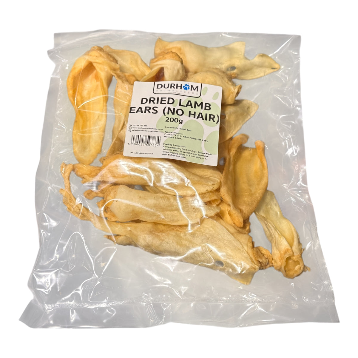 Durhams Lamb Ears – Natural Dog Chew (No Fur) - 200g – available from Woofingtons