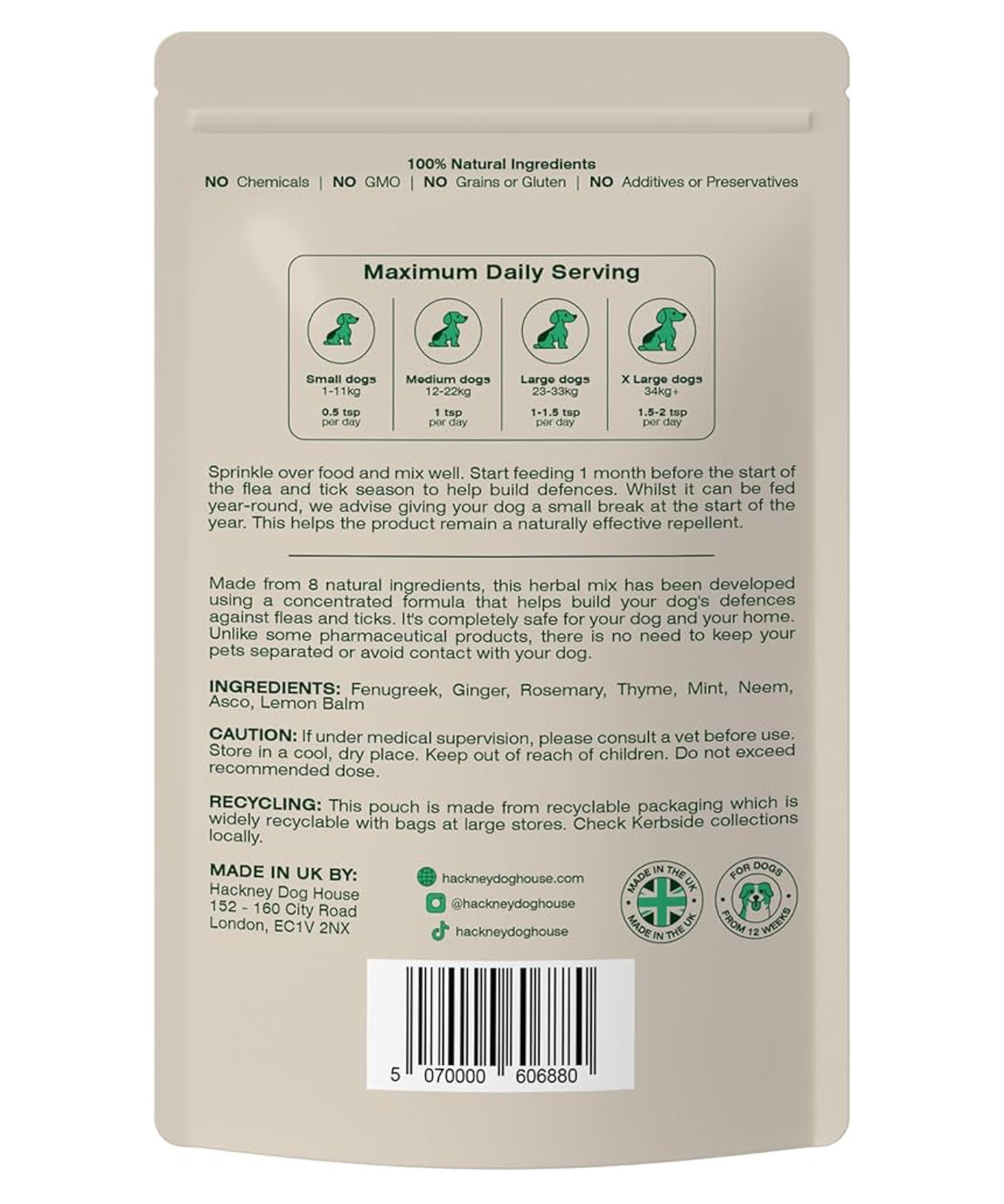 Hackney Dog - Flea and Tick Natural Repellent 200g image 1