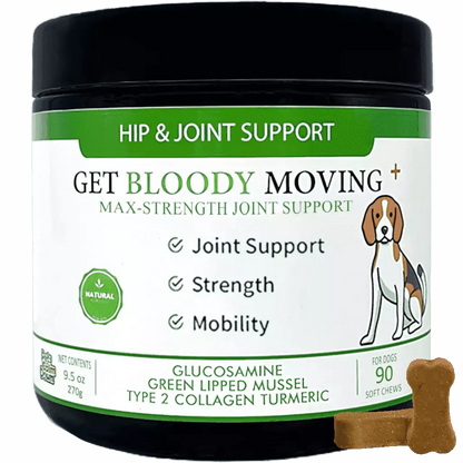 Get Bloody Moving Support Pork Chews – available from Woofingtons
