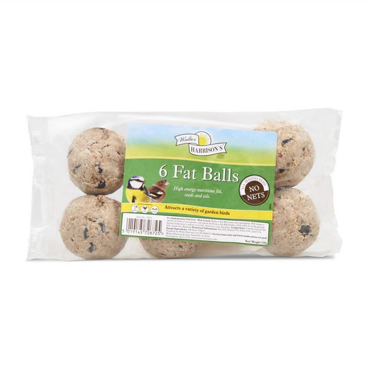Harrisons Fat Balls No Nets 6Pk – High Energy Wild Bird Food 85g – available from Woofingtons