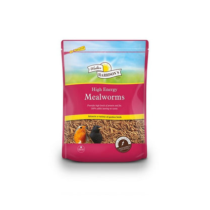 Harrisons High Energy Mealworms 500g – Dried Bird Treats for Garden Birds – available from Woofingtons