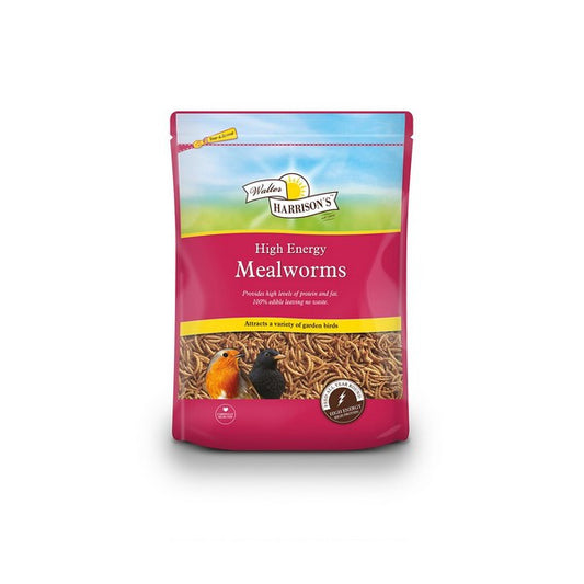 Harrisons High Energy Mealworms 500g – Dried Bird Treats for Garden Birds – available from Woofingtons