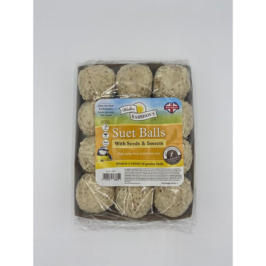 Harrisons Insect Suet Balls No Nets 12 Pack – High Energy Wild Bird Food – available from Woofingtons