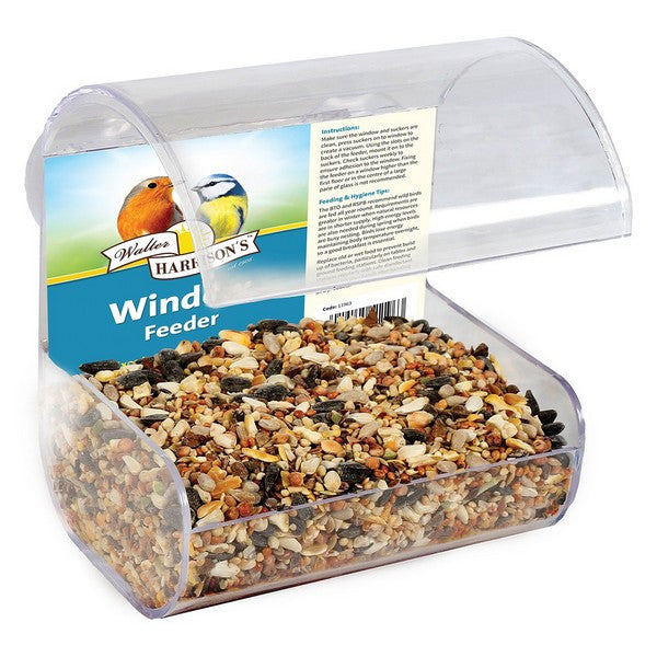 Harrisons Window Bird Feeder – Clear Suction Cup Feeder for Wild Birds – available from Woofingtons
