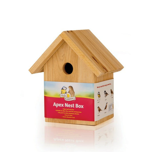 Harrisons Wooden Nest Box Apex 32mm – Garden Bird Nesting Box – available from Woofingtons