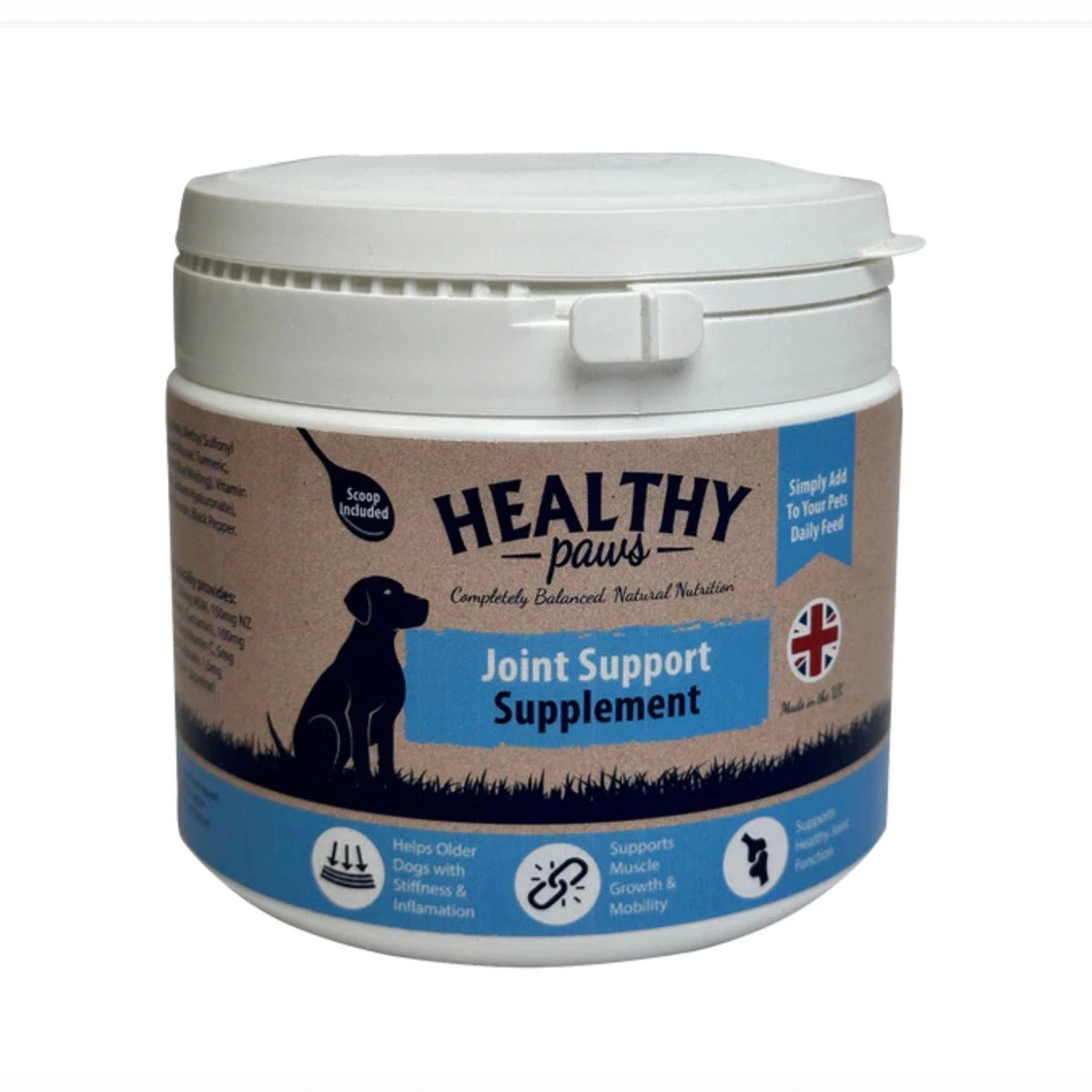 Healthy Paws Joint Support Supplement for Dogs - 400g – available from Woofingtons