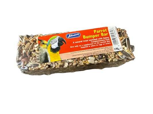 Johnson’s parrot bumper bar 175g – available from Woofingtons
