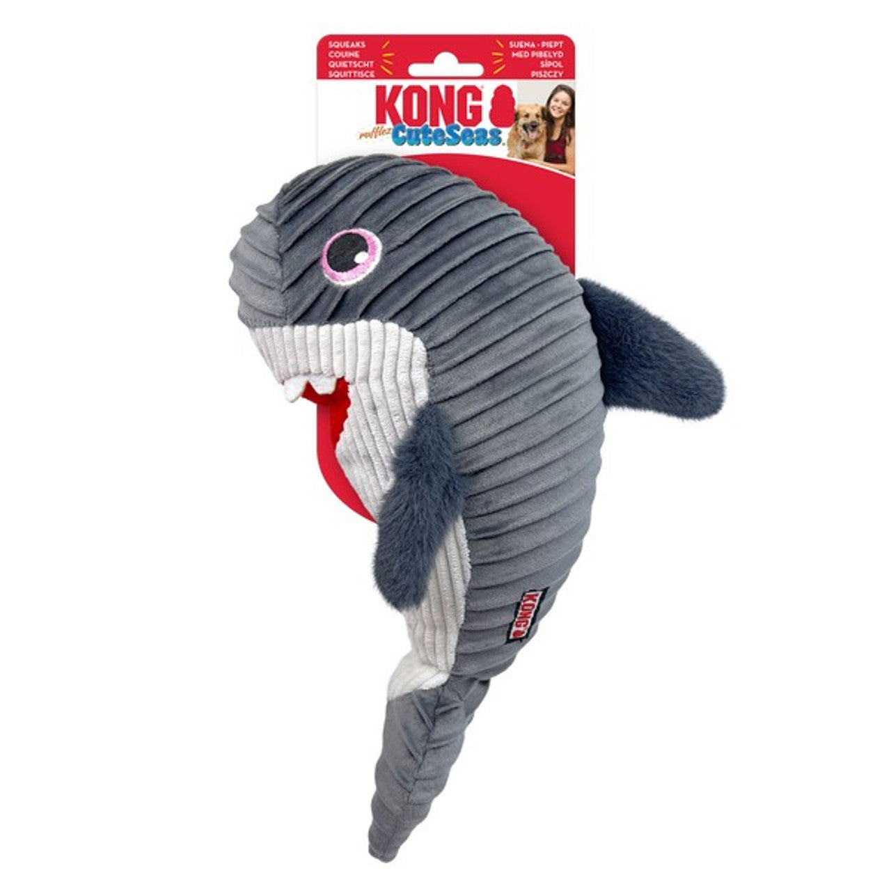 KONG Cuteseas Rufflez Shark Medium Large - Dog Toy – available from Woofingtons