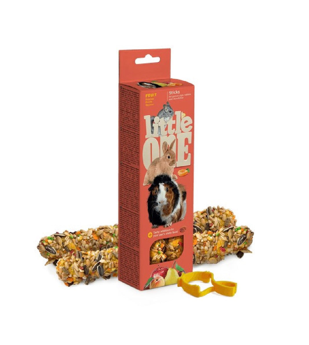 Little One Sticks for guinea pigs, rabbits and chinchillas with fruit, 2x60g – available from Woofingtons