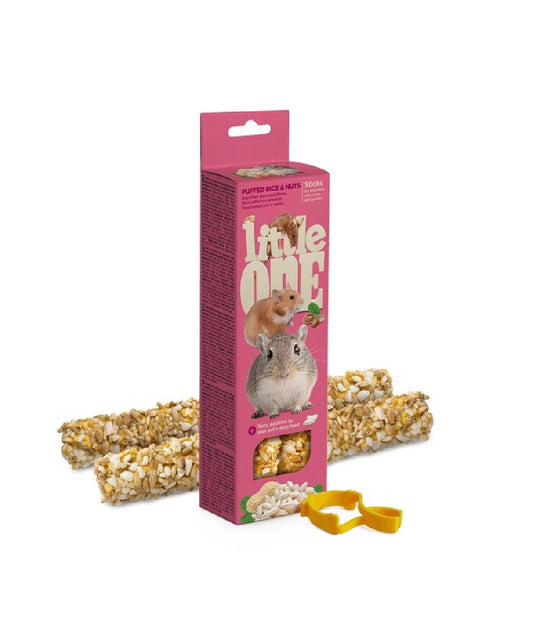 Little One Sticks For Hamsters, Rats, Mice And Gerbils With Puffed Rice And Nuts 2x55G – available from Woofingtons