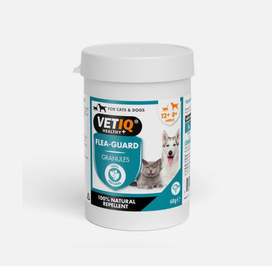 M&C VetIQ Flea Guard Powder for Dogs & Cats 60g – Natural Internal Protection – available from Woofingtons
