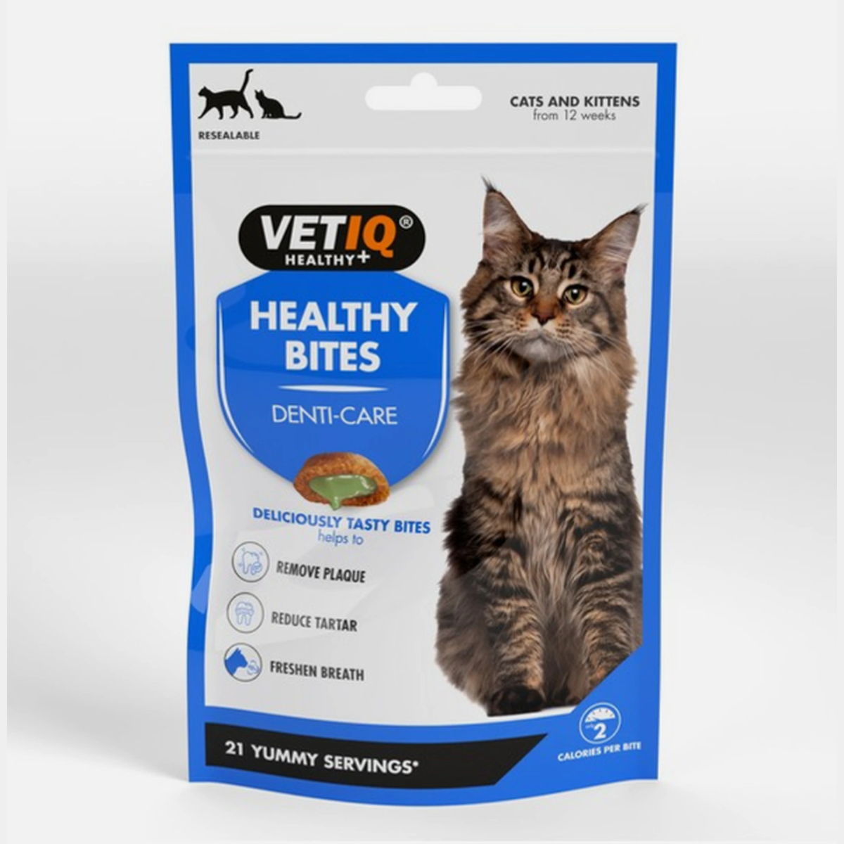M & C VetIQ Healthy Bites Breath & Dental Cat Treat 65g – available from Woofingtons