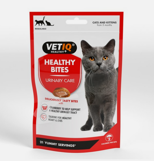 M & C VetIQ Healthy Bites Urinary Care Cat Treats 65g – available from Woofingtons