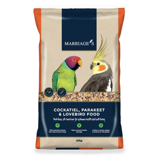 Marriage’s Cockatiel, Parakeet & Lovebird Food – Premium Bird Seed Mix – available from Woofingtons