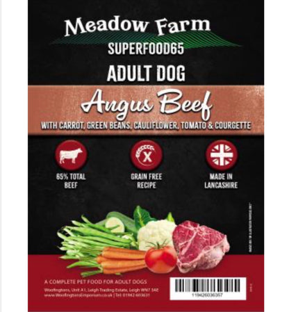 Meadow Farm - Angus Beef Super Blend Grain Free - Adult Dog Food – available from Woofingtons