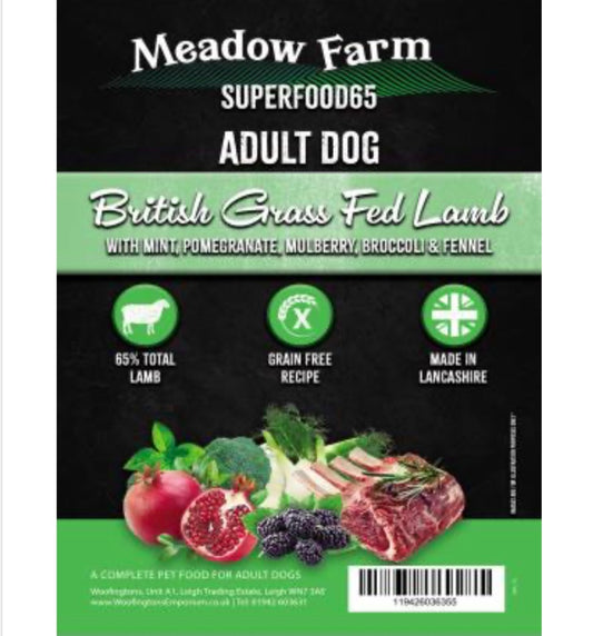 Meadow Farm - British Lamb Super Blend Grain Free - Adult dog Food – available from Woofingtons