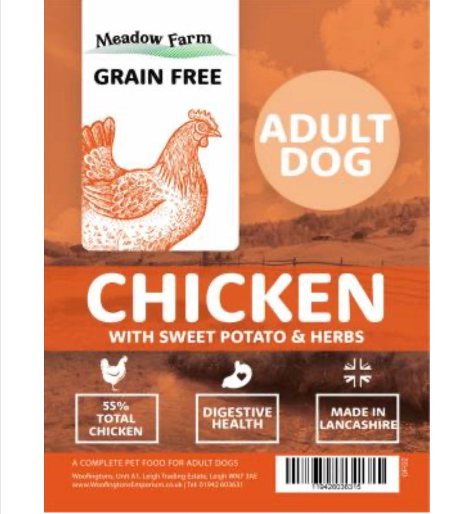 Meadow Farm - Chicken with Sweet Potato & Herbs - Adult dog Food – available from Woofingtons