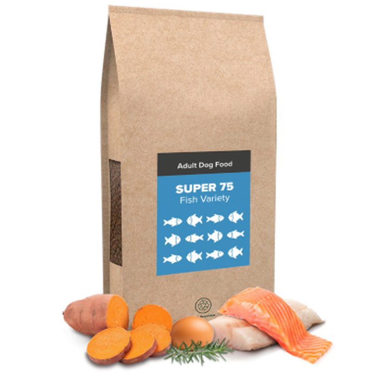 Meadow Farm Super 75 Fish – Ultra Premium Dog Food 12kg – available from Woofingtons