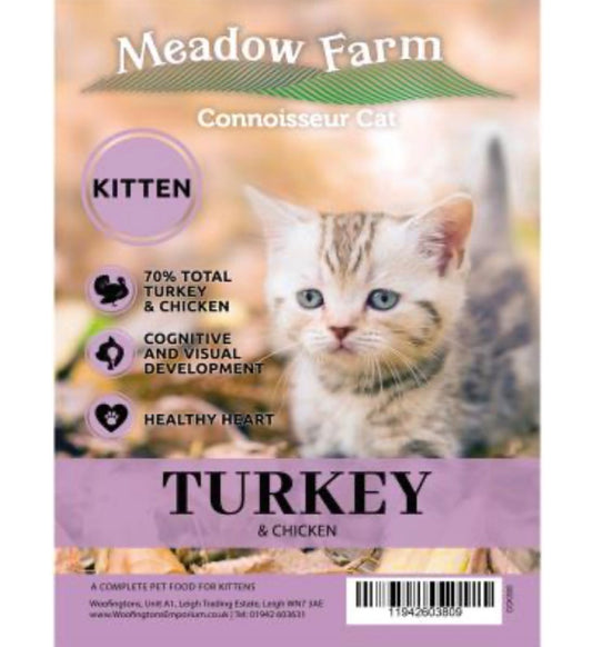 Meadow Farm - Connoisseur Cat - Kitten - Turkey & Chicken 300g – available from Woofingtons