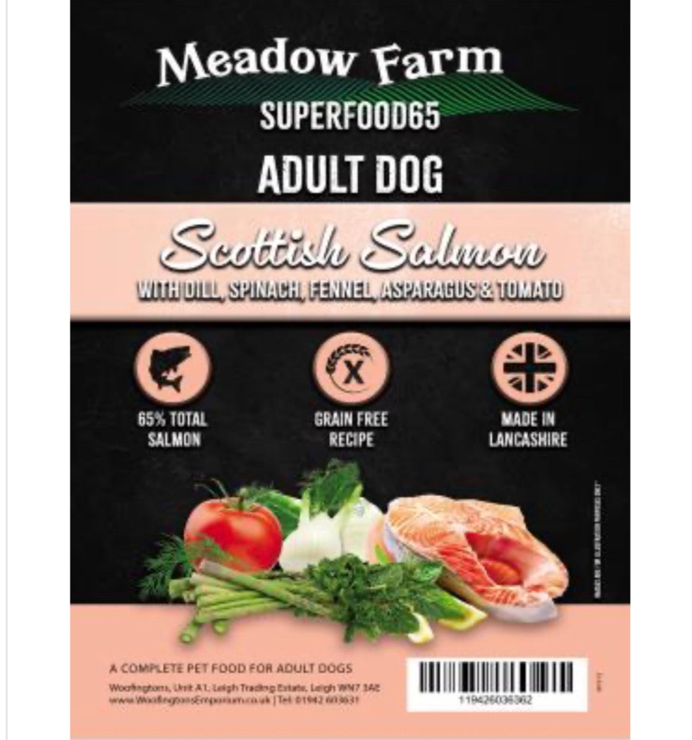 Meadow Farm - Scottish Salmon Super Blend Grain Free - Adult Dog Food – available from Woofingtons