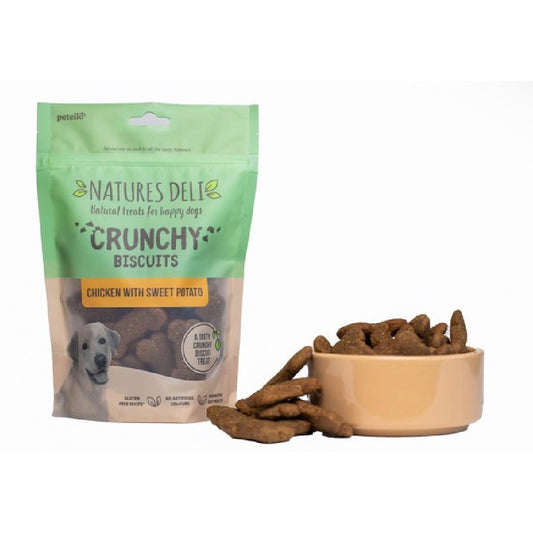 Natures Deli - Crunchy Biscuits Chicken with Sweet Potato 225g – available from Woofingtons