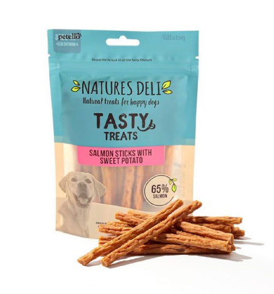 Natures Deli - Salmon Sticks With Sweet Potato 100g – available from Woofingtons