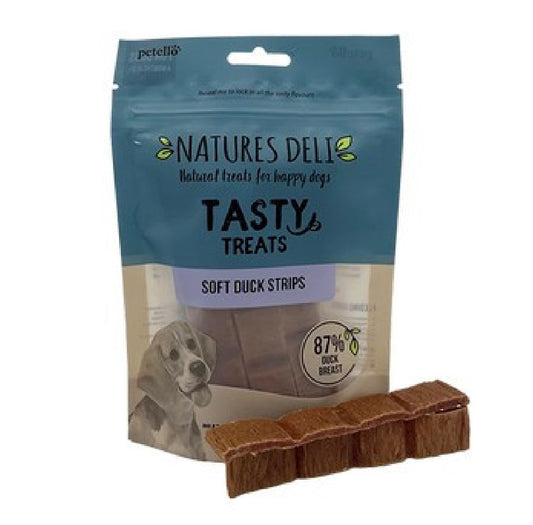 Natures Deli - Soft Duck Strips 100g – available from Woofingtons