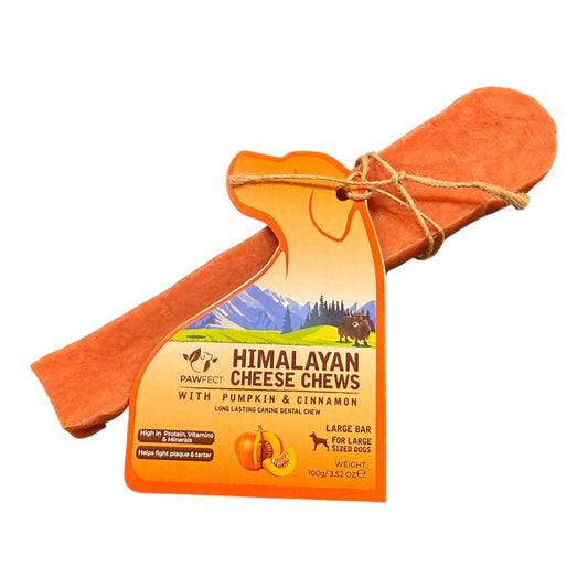 Pawfect Himalayan Yak Cheese Chews with Pumpkin & Cinnamon (Large) – Long Lasting Dental Dog Chew – available from Woofingtons