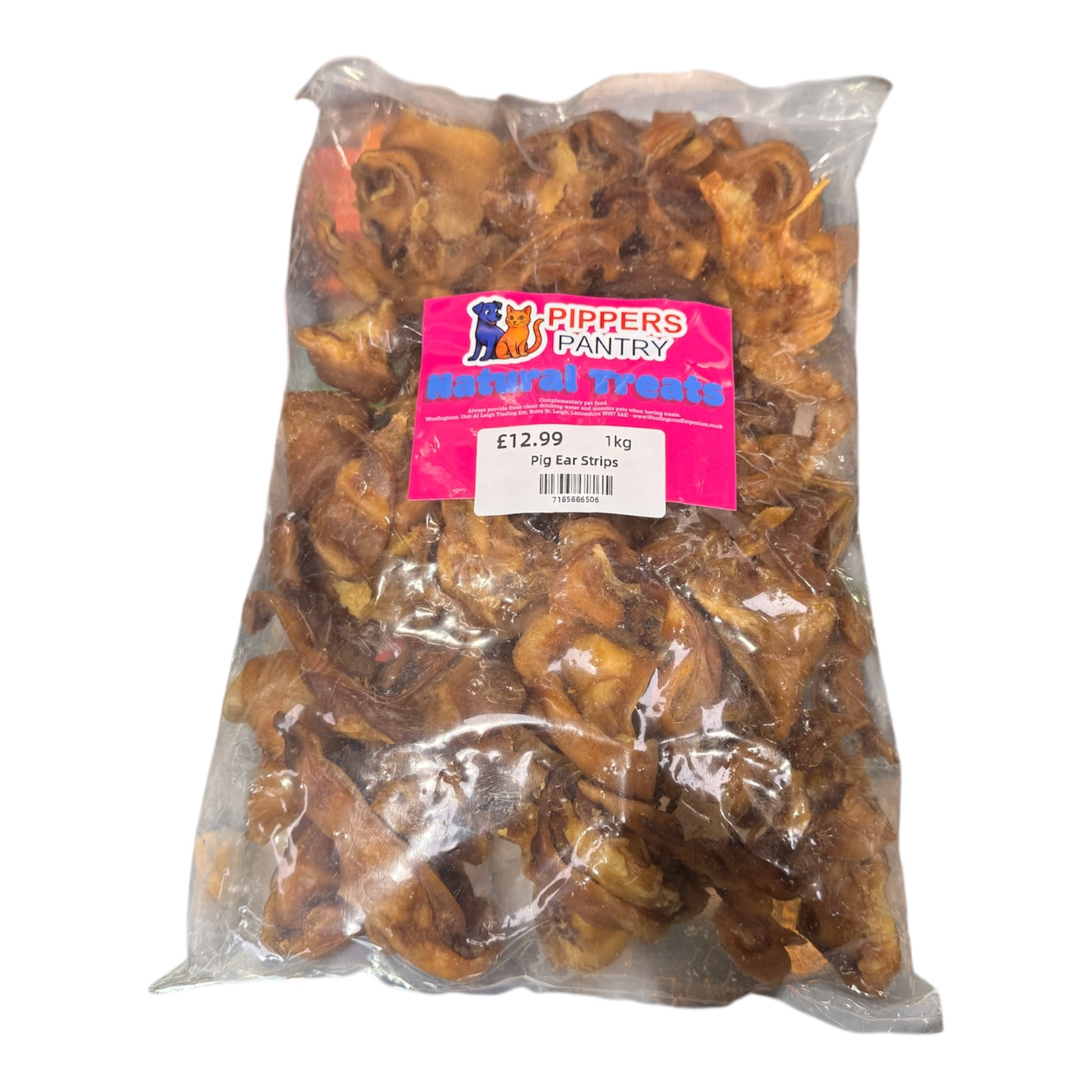 Pippers Pantry Pig Ear Strips 1kg – Natural Dog Treats – available from Woofingtons