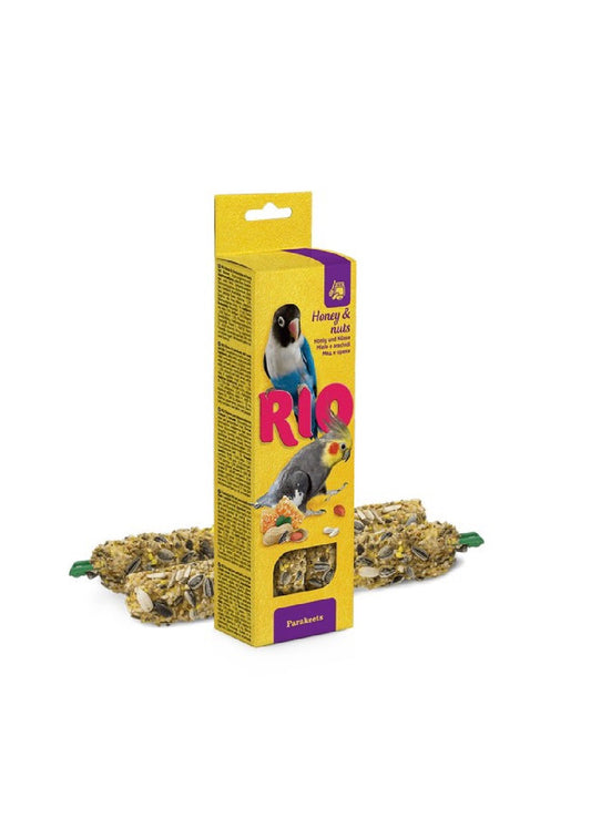 RIO Sticks for Parakeets with Honey and Nuts 2x75g Pack – available from Woofingtons
