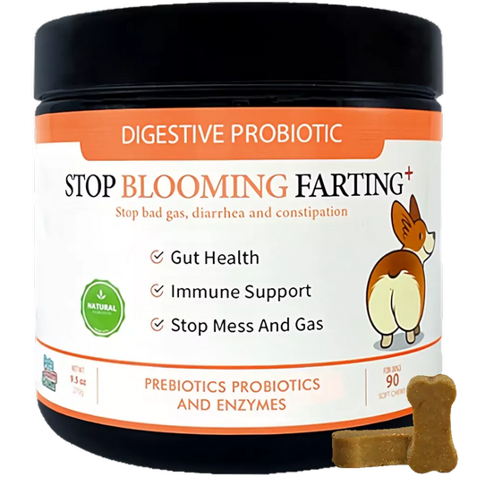 Stop Blooming Farting Digestive Support Pork Chews – available from Woofingtons