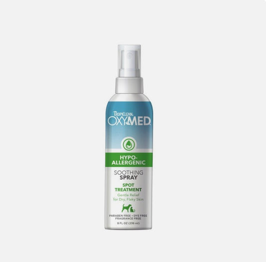 TropiClean OxyMed Hypoallergenic Anti-Itch Spray for Dogs & Cats – 236ml – available from Woofingtons