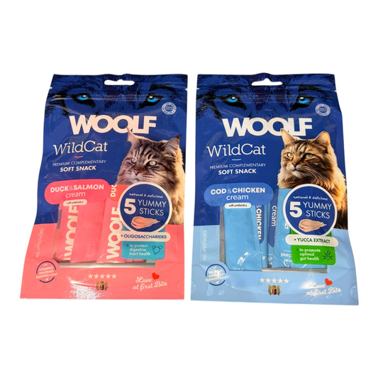 Woolf Wild Cat - Cream Snack - 5pk – available from Woofingtons